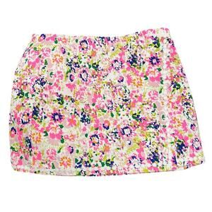 CROWN & IVY Pink Purple Floral gold tennis country club skort NWOT plus sz 14